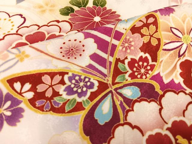 平和屋着物○豪華振袖 花蝶文 暈し染め 正絹 逸品 AABC8027ph 付け