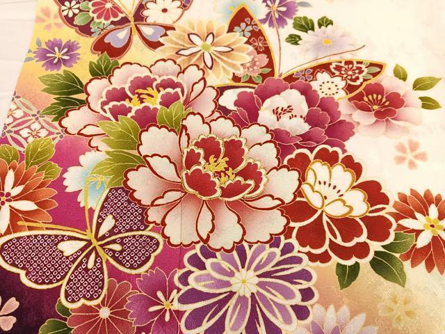 平和屋着物○豪華振袖 花蝶文 暈し染め 正絹 逸品 AABC8027ph