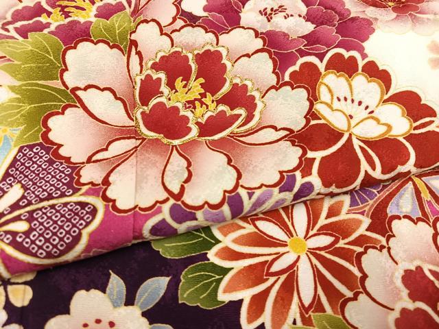 平和屋着物●豪華振袖　花蝶文　暈し染め　正絹　逸品　AABC8027ph 平和屋着物○豪華振袖 花蝶文 暈し染め 正絹 逸品 AABC8027ph