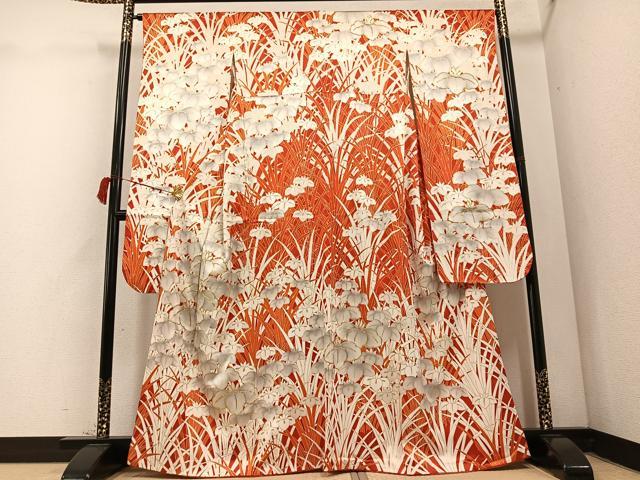 平和屋着物●豪華振袖　駒刺繍　草花文　金彩　正絹　逸品　AABC6878ph