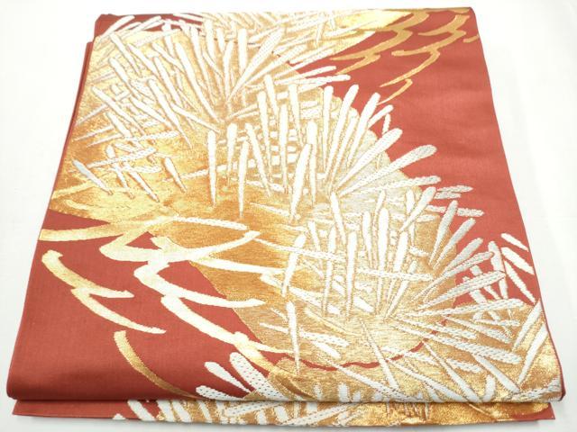 平和屋着物●西陣　川島織物　六通柄　本袋帯　唐織　松　金糸　正絹　逸品　CAAZ4265hy