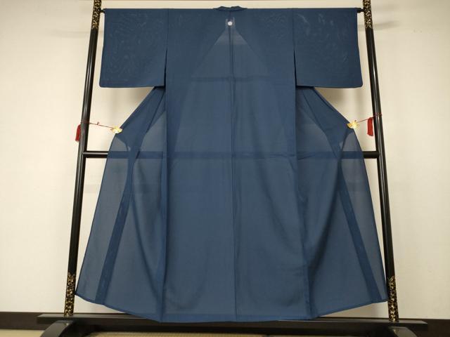 平和屋着物＊夏物　色無地　絽　鉄御納戸色　正絹　逸品　AABC6932jd