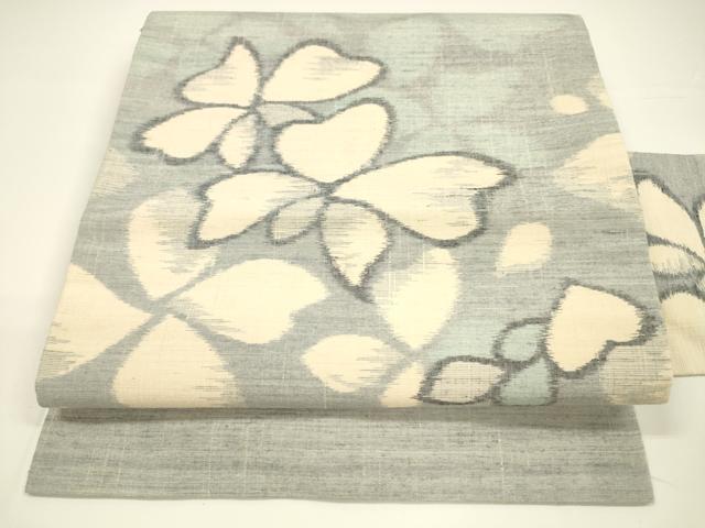 平和屋着物●九寸名古屋帯　紬地　舞花文　正絹　逸品　DAAY8049cm