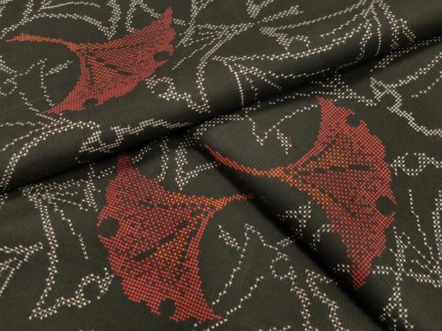 平和屋着物●本場大島紬　7マルキ　舞葉文　正絹　逸品　未使用　CAAY8370gh