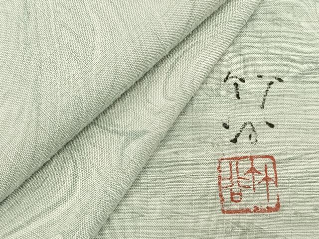 平和屋着物▽上質な小紋　単衣　作家物　紬地　墨流し文様　正絹　逸品　AABC3981fy