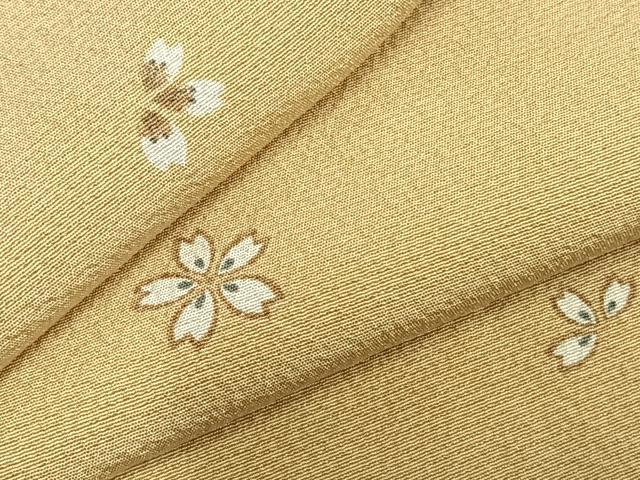 平和屋着物▽上質な小紋　単衣　舞桜文　正絹　逸品　AABC3985fy