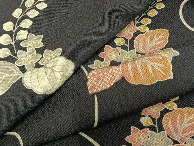 平和屋着物▽上質な小紋　単衣　花唐草文　正絹　逸品　未使用　AABC4057fy