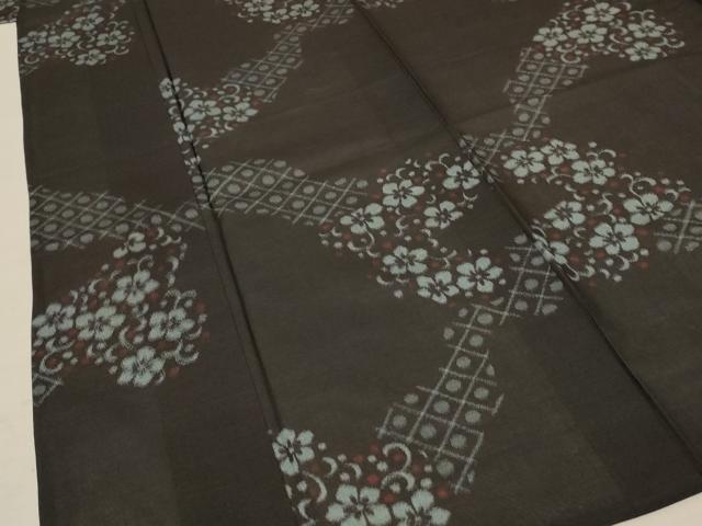 平和屋着物＊夏物　小紋　紗　幾何学花文　AABC9416jd 平和屋着物＊夏物 小紋 紗 幾何学花文 AABC9416jd