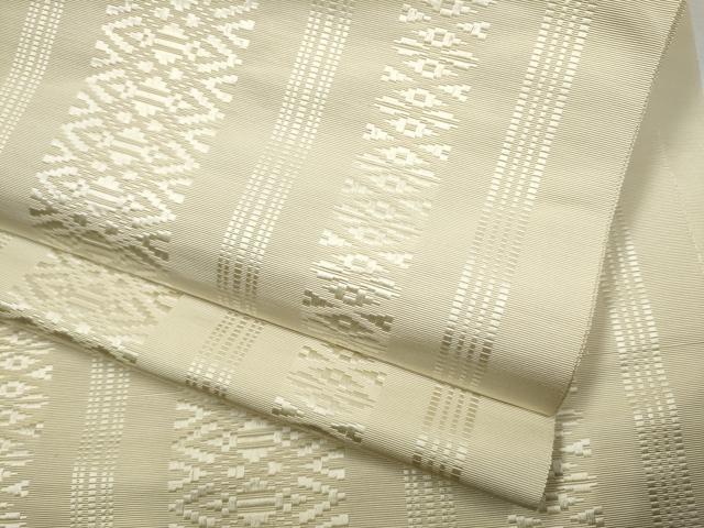 平和屋着物●本場筑前博多織　八寸名古屋帯　献上　砂色　正絹　逸品　CABA0845hy