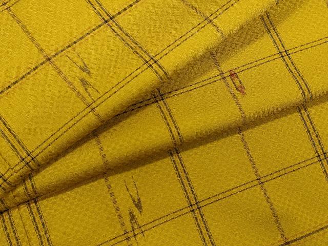 平和屋着物●上質な紬　市松綾織　吉祥文　正絹　逸品　CAAZ8172vf