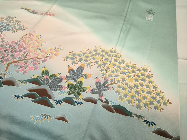 平和屋着物○染色作家 おだに武士 訪問着 風景文 暈し