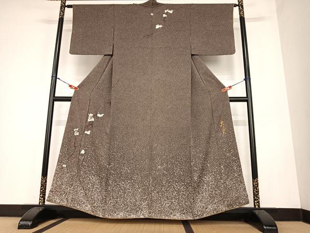 平和屋着物●皇室デザイナー　中村乃武夫　訪問着　刺繍　蔦の葉文　金糸　金彩　正絹　逸品　AABC4989zg