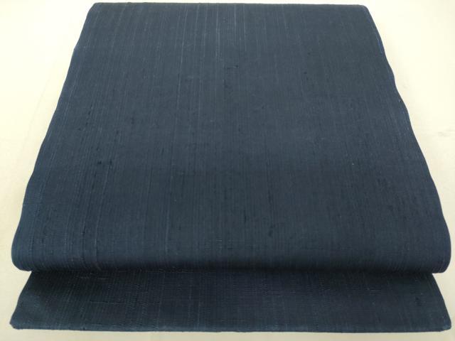 平和屋着物●九寸開き名古屋帯　紬地　濃い青褐色　正絹　逸品　DAAX8443du