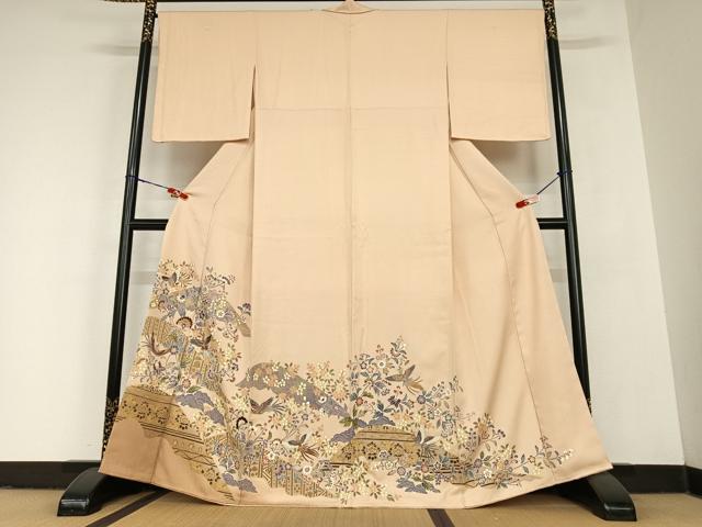 平和屋着物●豪華色留袖　友禅　絞り　鳳凰草花文　金彩　正絹　逸品　AABC5040zg