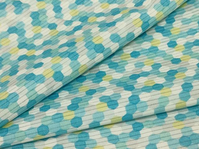 平和屋着物＊夏物　小紋　絽　亀甲文　反端付き　洗える着物　未使用　AABC9959jd