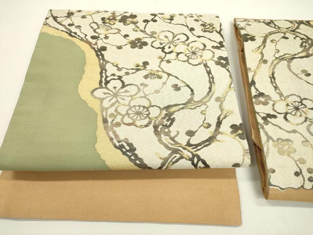 平和屋着物●つけ帯　枝花　金銀糸　正絹　逸品　DAAX9859fe