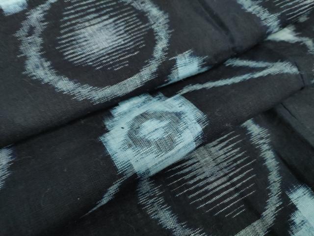 平和屋着物●久留米絣　単衣　花丸文　綿　逸品　DAAZ0197ps