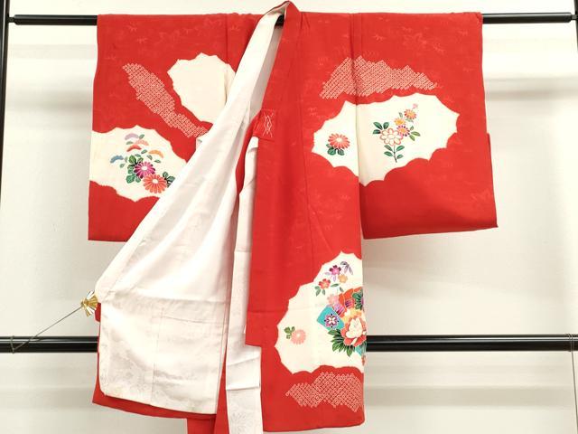 平和屋着物[]お宮参り　女の子　祝着　産着　初着　のしめ　檜扇草花文　逸品　CAAZ7045ze_2