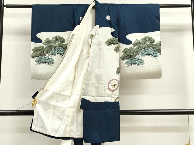 平和屋着物[]お宮参り　男の子　祝着　産着　初着　のしめ　駒刺繍　鷹　鼓吉祥松文　逸品　CAAZ7046ze