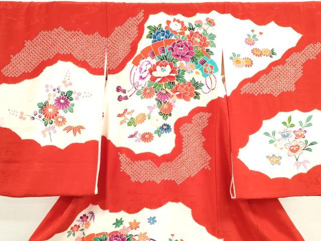 平和屋着物[]お宮参り　女の子　祝着　産着　初着　のしめ　檜扇草花文　逸品　CAAZ7045ze_1