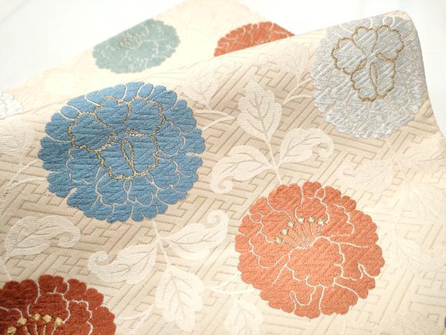 平和屋着物○つけ帯 加良織錦 草花文 本金箔 正絹 逸品 CABA1120hy
