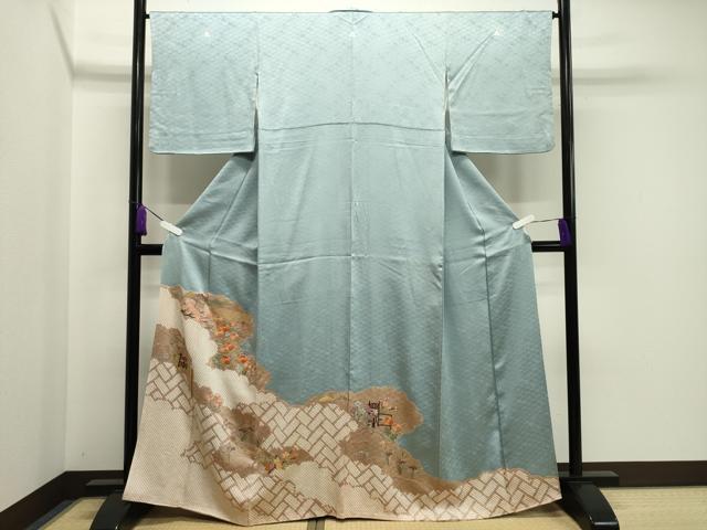 平和屋着物●豪華色留袖　絞り　刺繍　雲重ね梅松花文　金彩　正絹　逸品　CABA1321gh