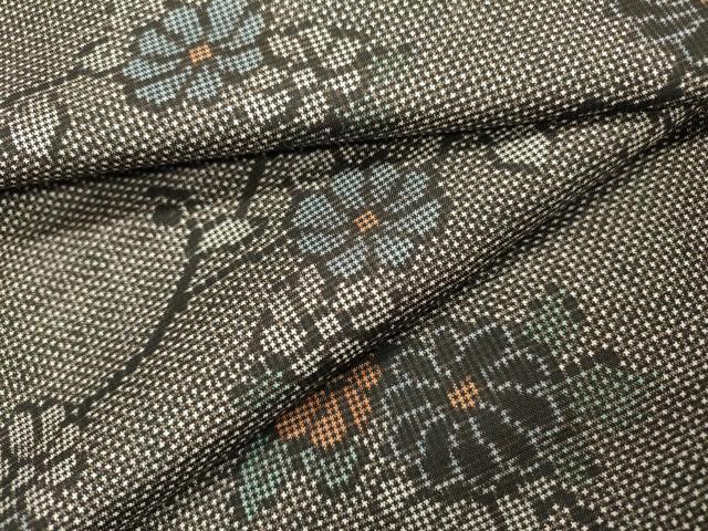 平和屋着物●本場大島紬　７マルキ　枝花　正絹　逸品　未使用　DAAX9969fe