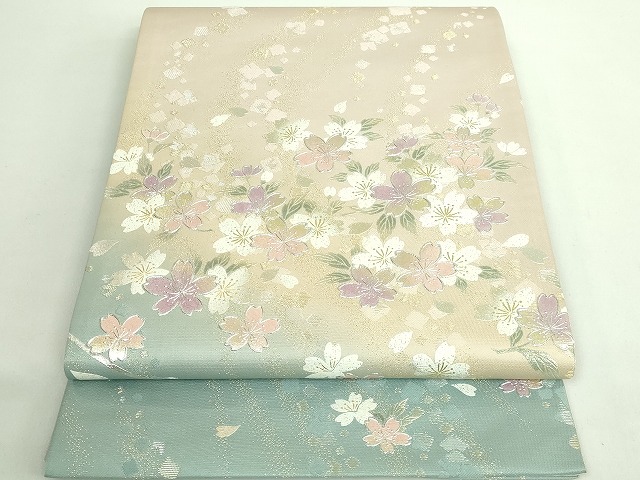 平和屋本店●極上　金彩友禅　卓越技能者・名工・和田光正　太鼓柄袋帯　舞桜　金銀彩　やまと誂製　逸品　DZAB2001kh6