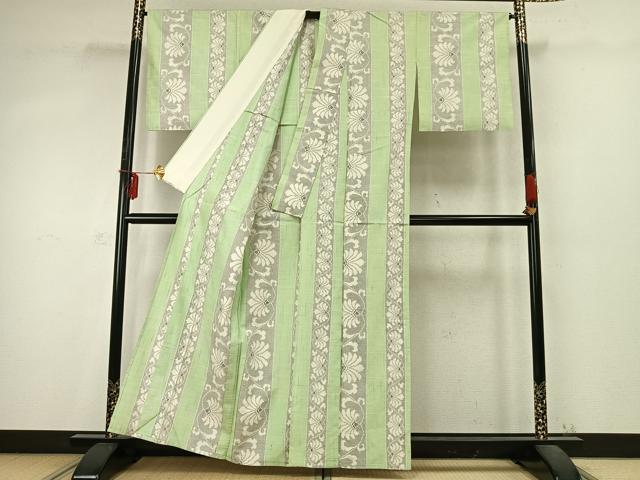平和屋着物▽上質な紬　単衣　花間道　正絹　逸品　AABD0400fy_2