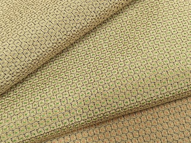 平和屋着物▽本塩沢　単衣　110亀甲　横段文　正絹　逸品　AABD0391fy