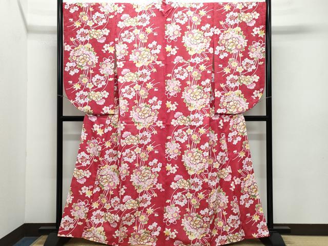 平和屋着物●小振袖　二尺袖　毬花文　金彩　洗える着物　未使用　CABA6088vf