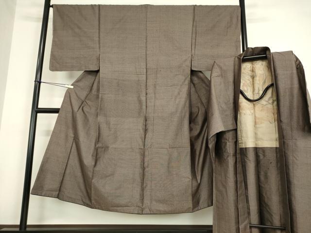 平和屋着物●男性　本場大島紬　アンサンブル　長羽織セット　100亀甲　正絹　逸品　DAAY9354az