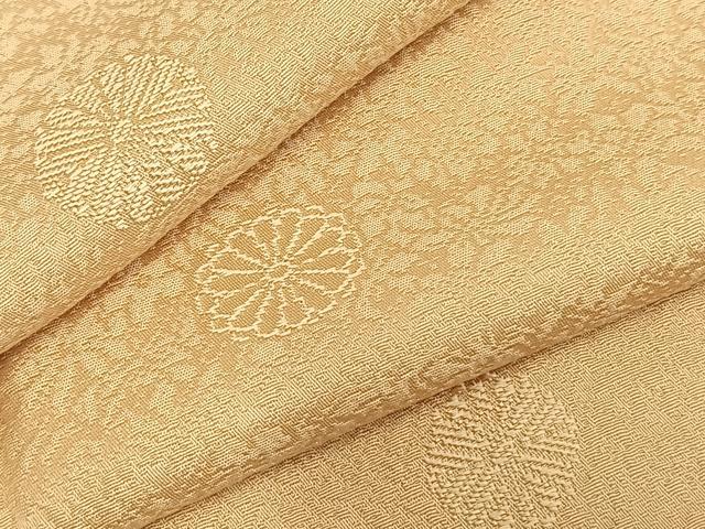 平和屋着物●上質な色無地　舞花地紋　香色　正絹　逸品　AABD0476fy