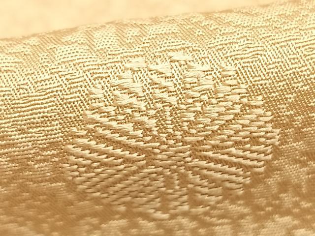 平和屋着物●上質な色無地　舞花地紋　香色　正絹　逸品　AABD0476fy