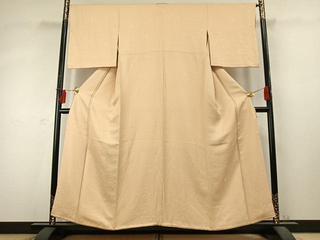 平和屋着物●上質な色無地　舞花地紋　香色　正絹　逸品　AABD0476fy