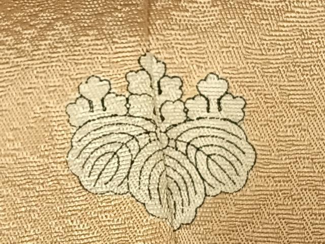 平和屋着物●上質な色無地　舞花地紋　香色　正絹　逸品　AABD0476fy