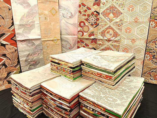 平和屋着物■袋帯 西陣 まとめて100点 向かい鳳凰 向かい鶴 孔雀 鳥獣 蝶 花柄 七宝 宝相華 佐賀錦 金銀糸 未使用品あり 全て正絹 mmm076