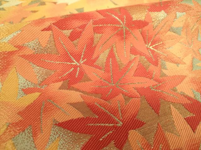 平和屋着物○西陣 川島織物 六通柄 本袋帯 楓 紅葉 金糸 正絹