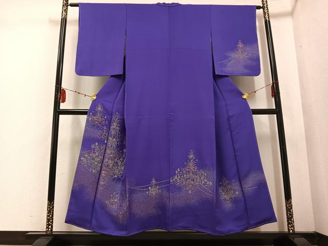 平和屋着物●訪問着　寿光織　花唐草文　金銀糸　正絹　逸品　未使用　AABD6558ph