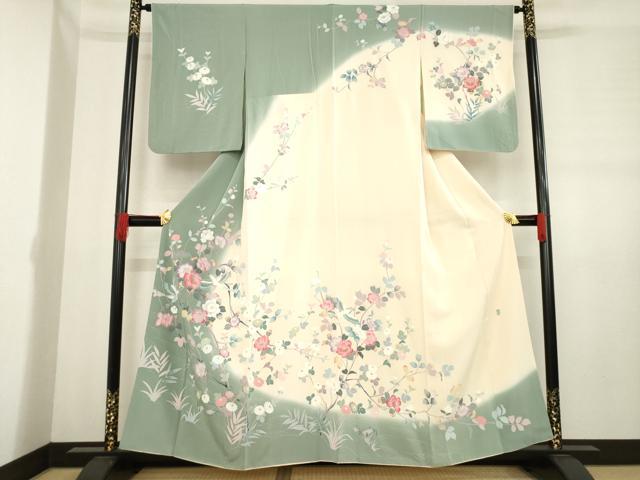 平和屋着物●訪問着　友禅　作家物　花鳥文　暈し染め　正絹　逸品　AABD6689ck