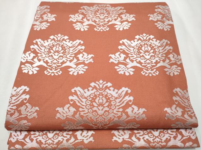 平和屋着物●全通柄袋帯　更紗花文　銀糸　正絹　逸品　CABA5046hy