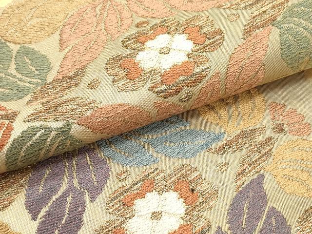 平和屋着物○六通柄袋帯 作家者 古代草花文 金糸 正絹 逸品