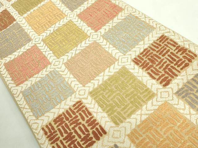 平和屋着物●極上　西陣　川島織物　六通柄　本袋帯　市松文様　金糸　逸品　DZAB2304kh6_1