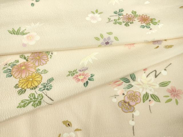 平和屋着物●上質な小紋　吉祥花文　金彩　正絹　逸品　未使用　DAAY9512az