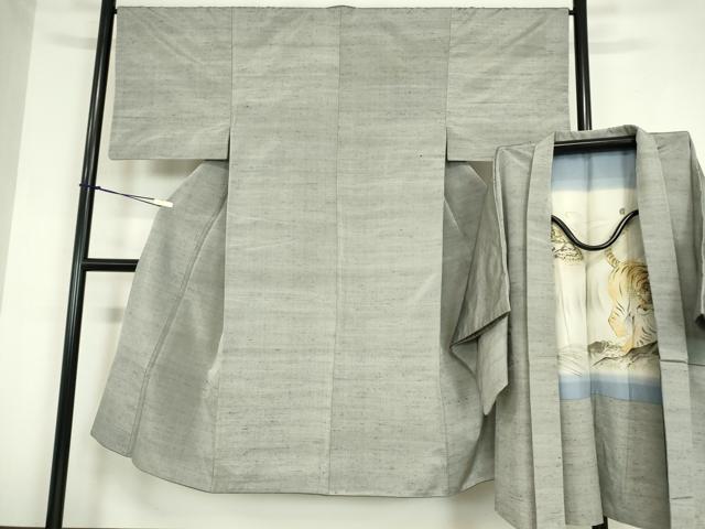 平和屋着物●男性　紬　アンサンブル　霞文　正絹　逸品　DAAY9547az