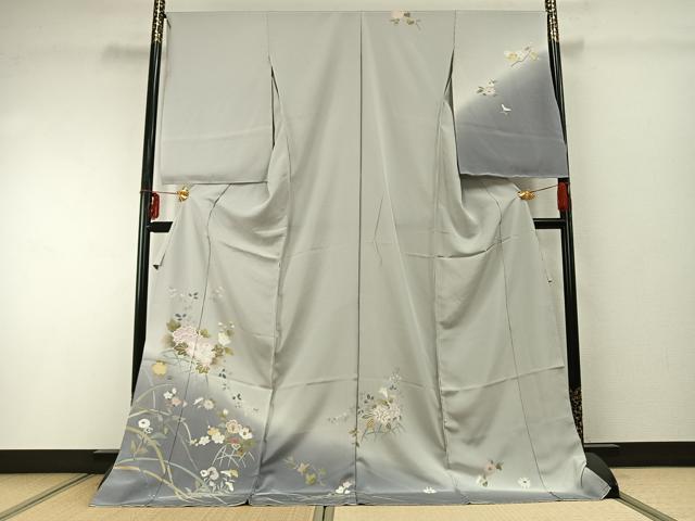 平和屋着物●訪問着　草花文　暈し染め　仮絵羽　正絹　逸品　未使用　AABD8497fy