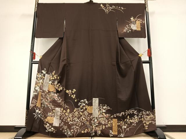 平和屋着物●訪問着　刺繍　花鳥文　金糸　正絹　逸品　AABD8531fy