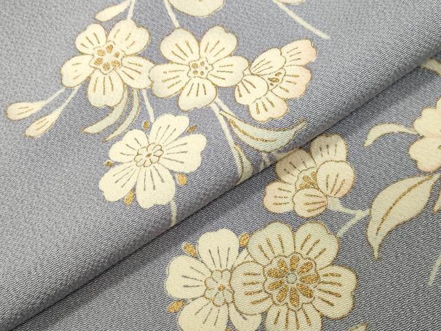 平和屋着物○上質な小紋 枝垂れ花文 金彩 鬼しぼ縮緬 正絹 逸品