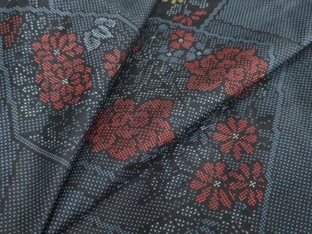 平和屋着物●本場大島紬　7マルキ　切嵌草花文　大島紬商事（株）謹製　証紙付き　正絹　逸品　未使用　DAAZ7309ud