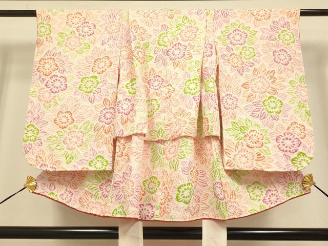平和屋本店[]極上　七五三　女の子　3歳　祝着　三つ身　総絞り　草花文　逸品　未使用　DZAB3242kh6